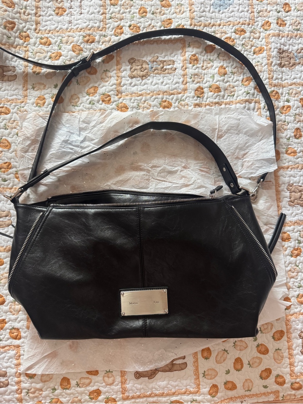 Authentic Matin Kim Black Leather Shoulder Bag